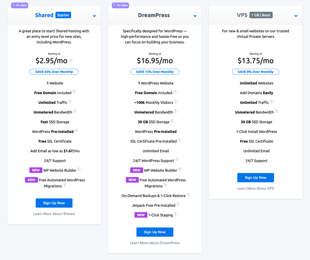 Dreamhost Shared Hosting Pricing Plans