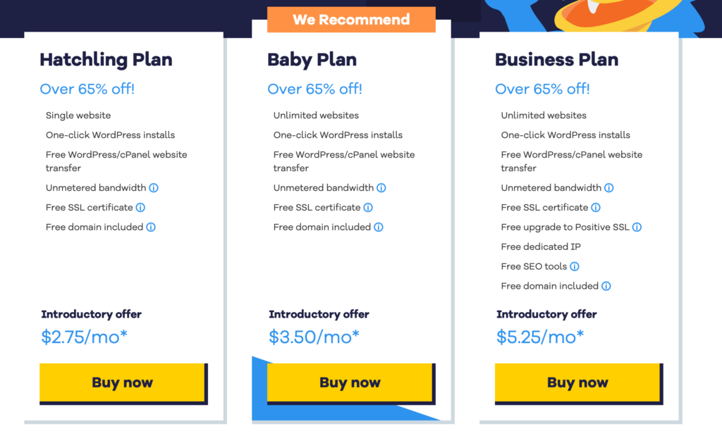 HostGator Shared Hosting Pricing Plans