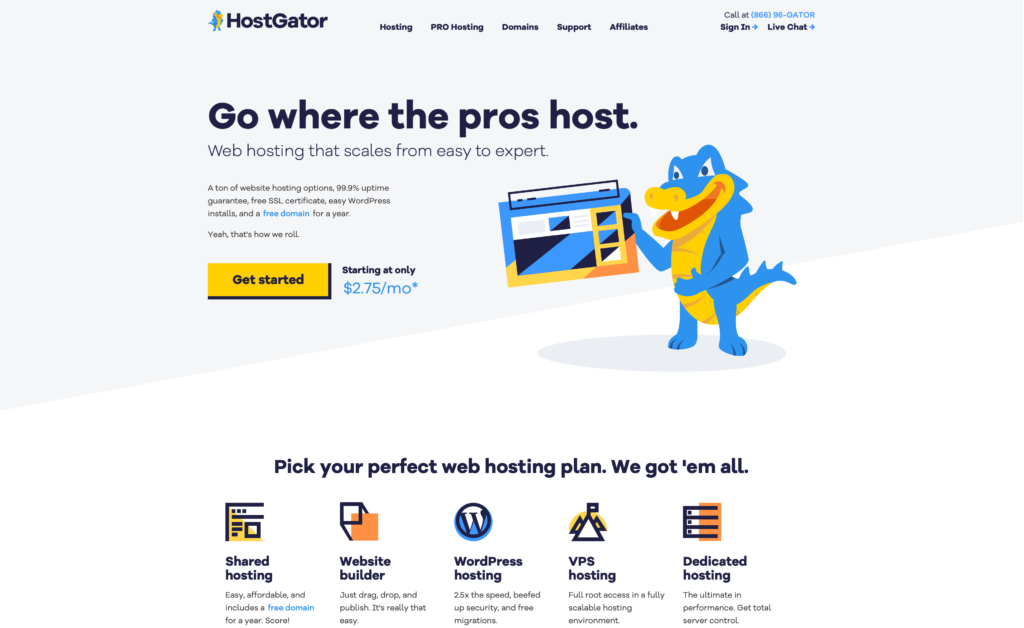 HostGator Hosting Homepage